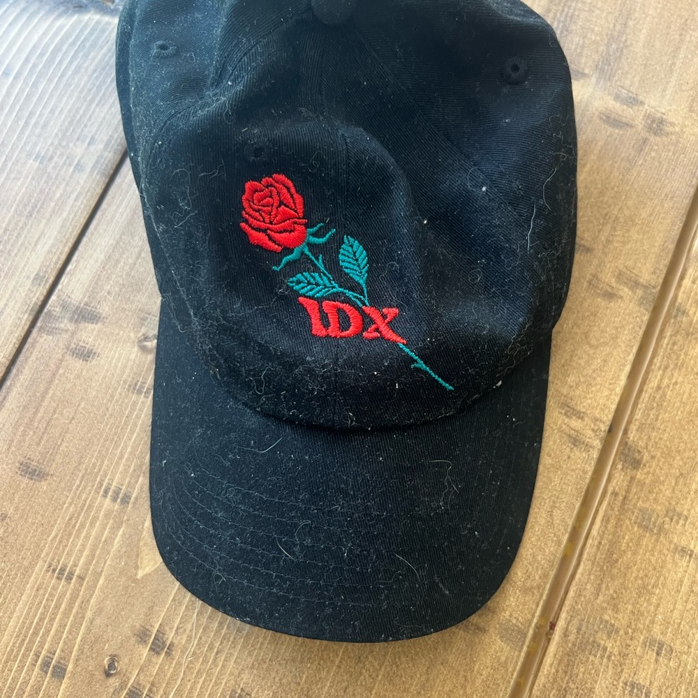 Forever 21 Black Cap with Red Rose Embroidery